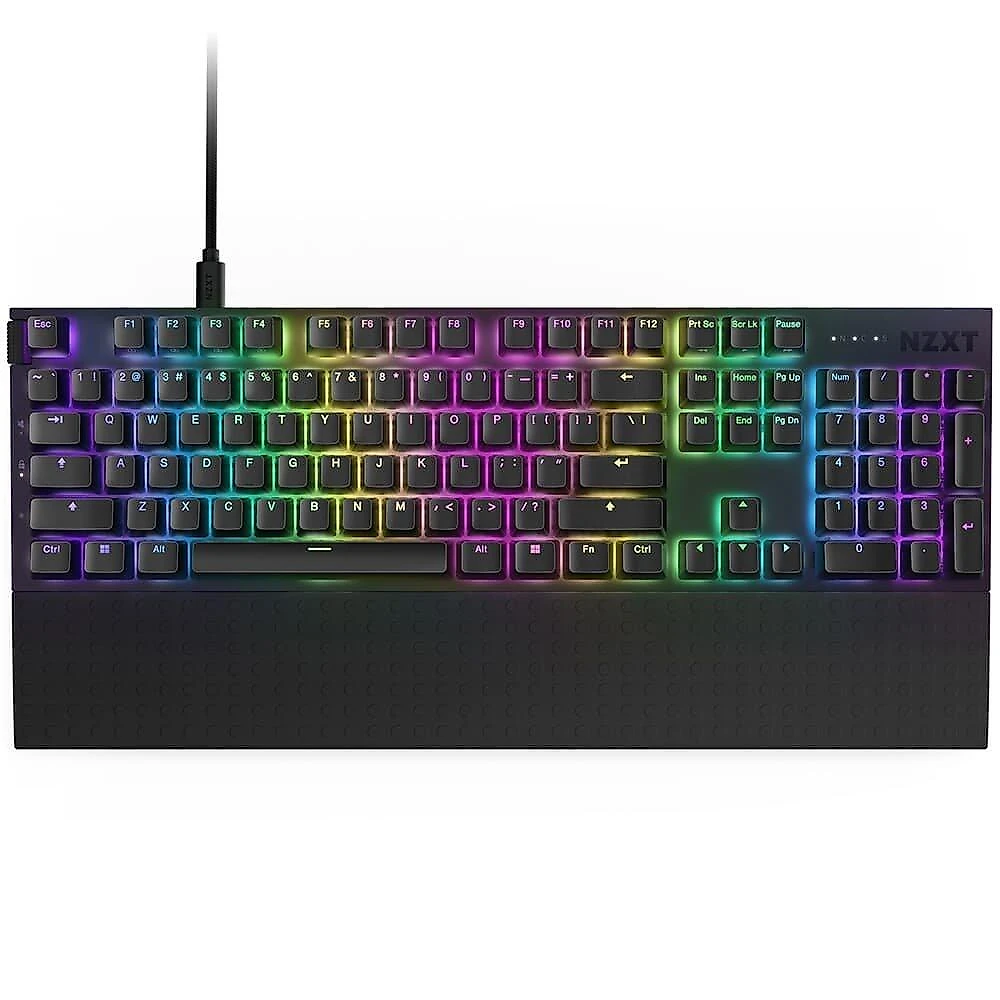 Teclado Óptico Gamer NZXT Function 2 Full Size, RBG, USB-C, Layout US, Preto - KB-001NB-US
