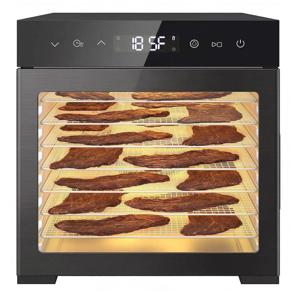 Desidratador de Alimentos DUMOS Preto 500W 8 Bandejas Aço Inoxidável Timer 24h 240V
