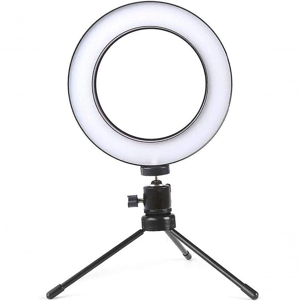 Ring Light Anel De Selfie Iluminador Luz Led Tripé Mesa 16cm 6 Polegadas