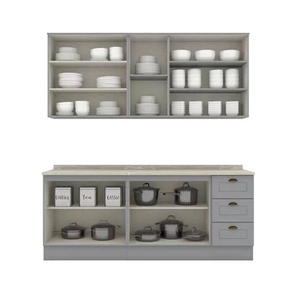 Cozinha Completa Henn 6 Peças 2 Portas 3 Gavetas MDF-MDP 120CM Cinza