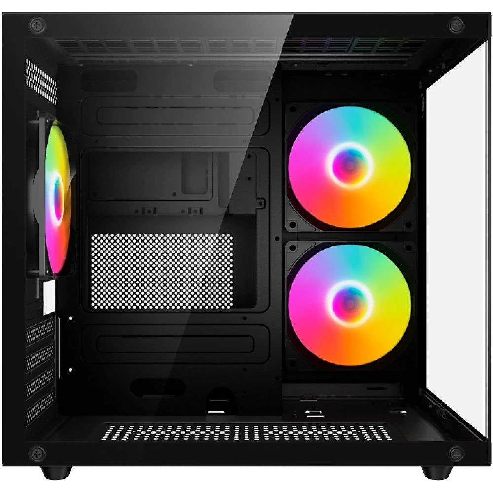 Gabinete Gamer Kalkan Midgard Lite Wind, M-ATX, Frontal e Lateral em Vidro Temperado, 3 Ventoinhas RGB, Preto - KLK00091
