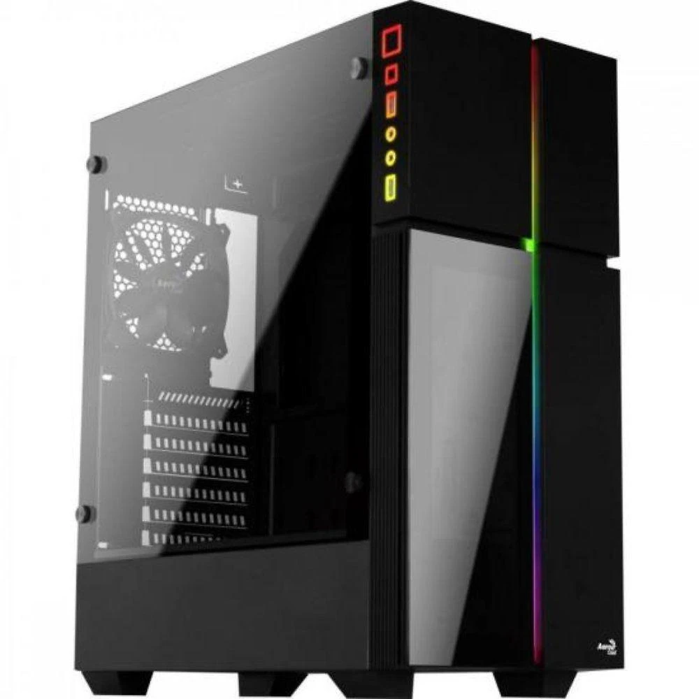 Gabinete Gamer Playa Rgb Vidro Mid Tower ATX com Iluminação RGB e Painel Lateral Preto Aerocool