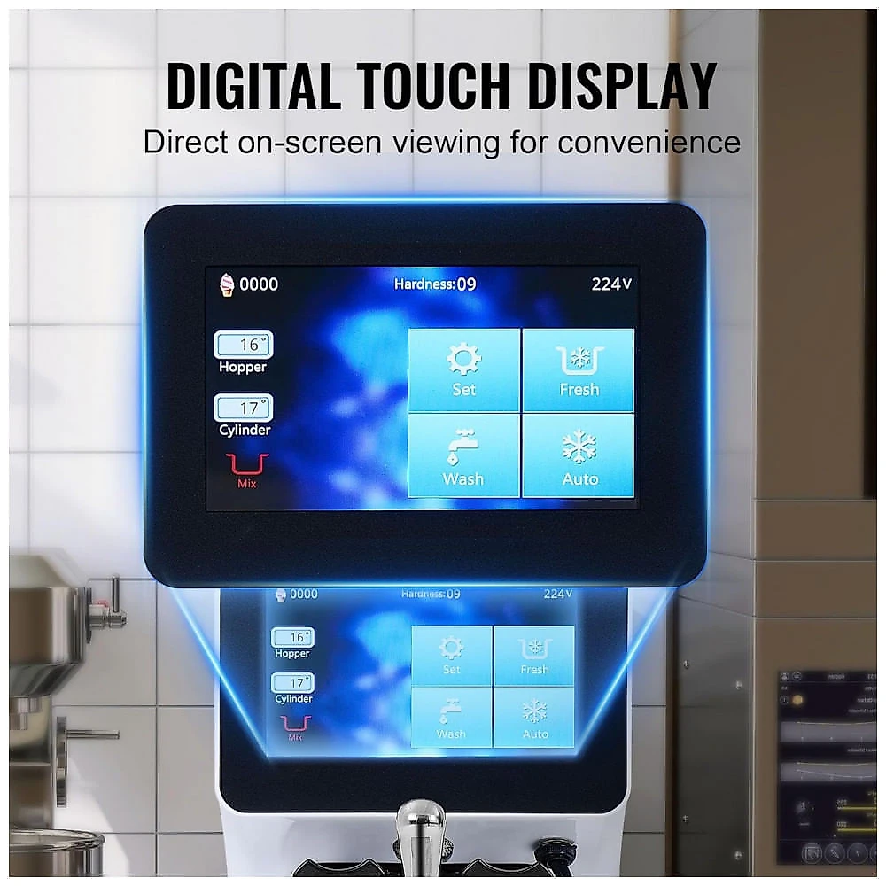 Máquina de Sorvete Soft VEVOR BQL-9200ST 4L Tela Touch Auto Limpeza Pré-Resfriamento 1000W