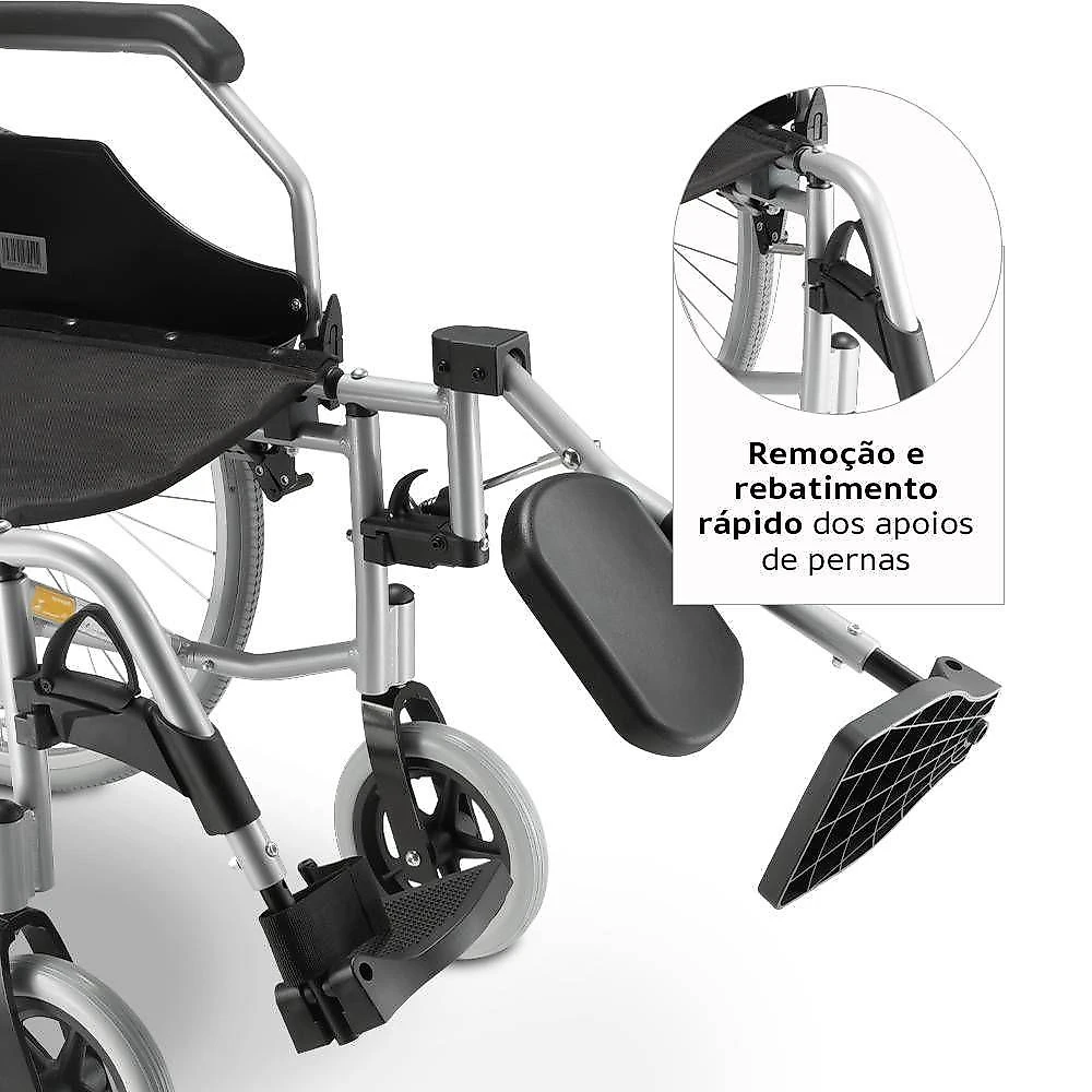 Cadeira de rodas dobrável dellamed em alumínio até 120kg d600 t46 6472