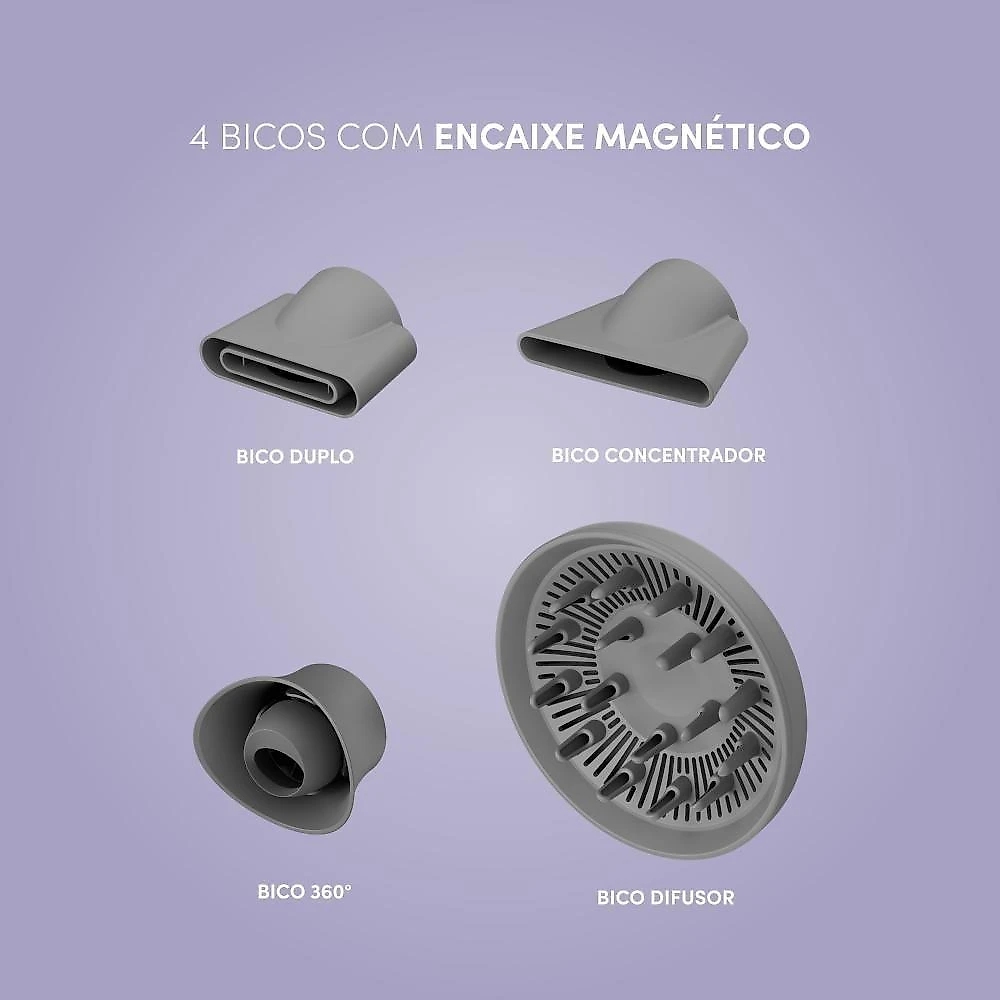 Secador de Cabelo Intense Dryer BLDC WS1800 1600W 3 Temperaturas Lilás e Cinza WAP 220V