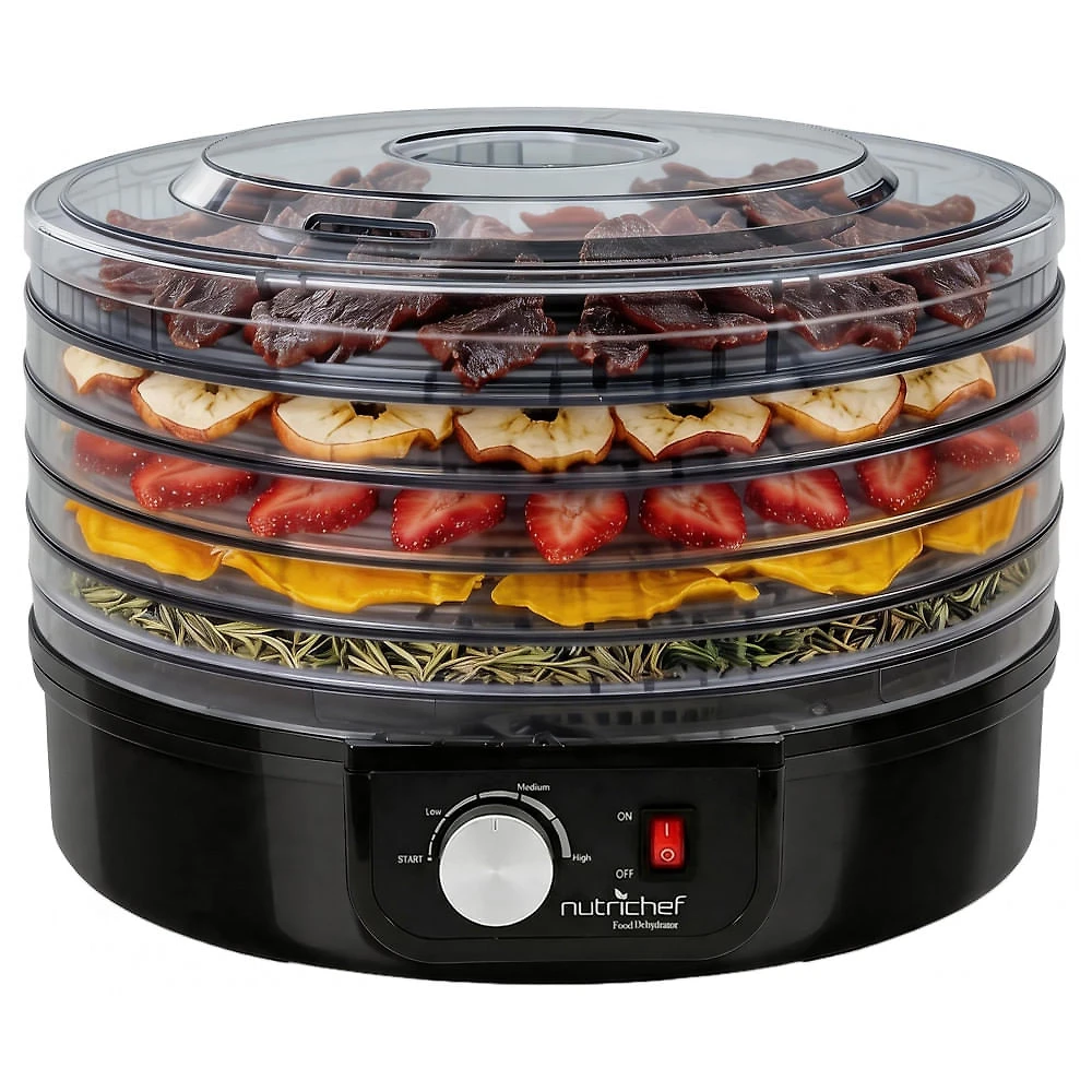 Desidratador Alimentos NutriChef Preto 5 Bandejas Empilháveis 600W 120V