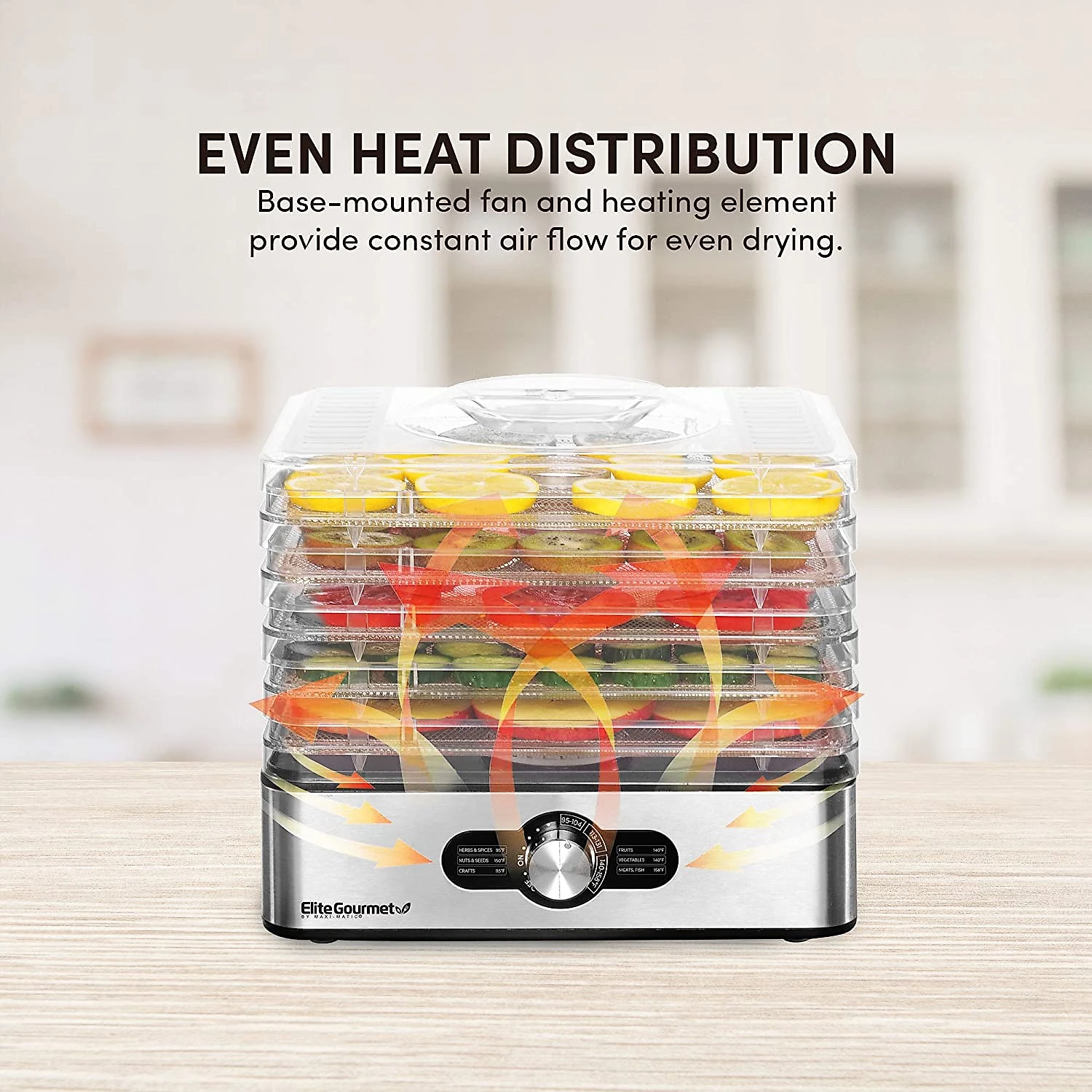 Elite Gourmet Máquina Desidratadora de Alimentos com 5 Bandejas Painel Digital de Controle 110V