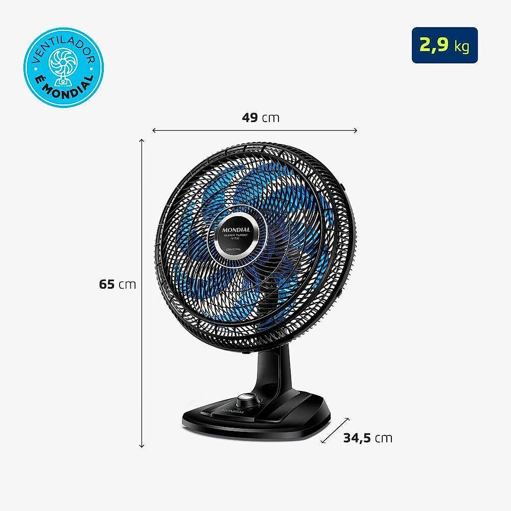 Ventilador De Mesa Mondial 40cm Super Turbo 8 Pás VTX-40-CRYSTAL Preto/Azul 220V