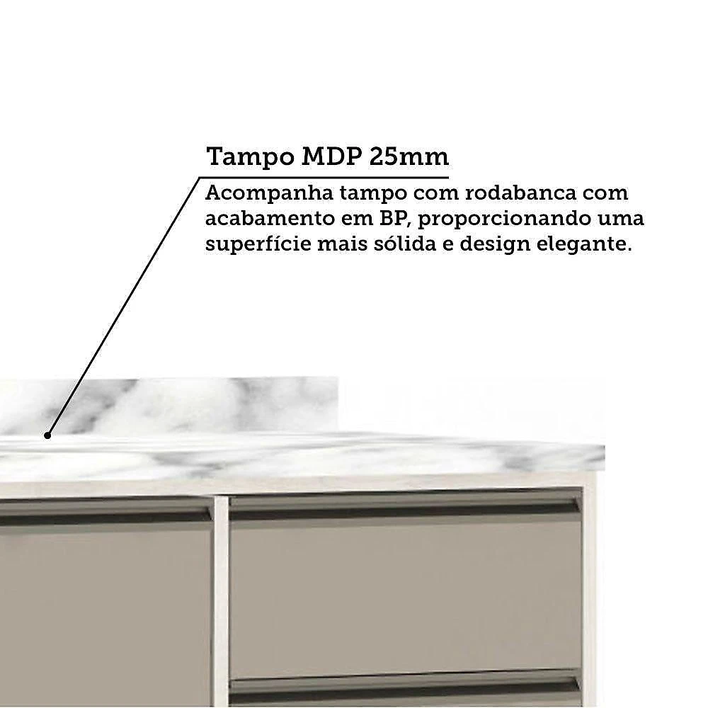 Cozinha Modulada Compacta 4 Peças Com Tampo E Vidro Reflecta Pátina Ff/mocca Laca