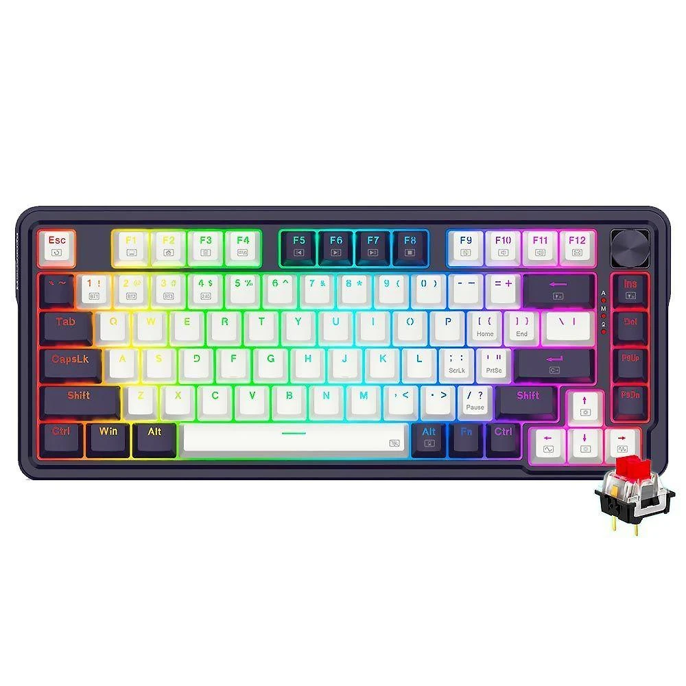 Teclado Gamer Redragon K673WB-RGB-PRO UCAL Pro Mini Wireless com Switches Mecânicos Red Roxo