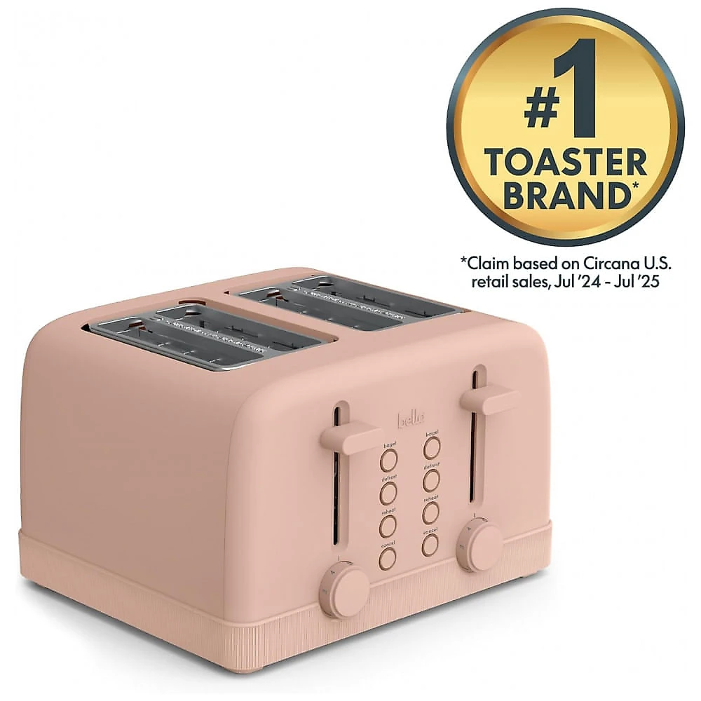 BELLA Torradeira 4 Fatias com 6 Níveis de Tostagem, Funções Reaquecer e Cancelar, Bandeja Removível, 900W - Blossom