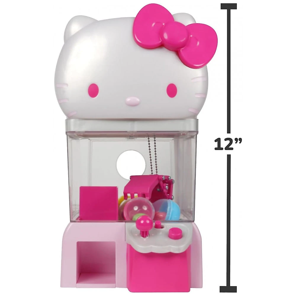 Máquina de Garra Hello Kitty Jazwares Rosa e Branca 12” com 8 Mini Figuras Colecionáveis – Produto Oficial Sanrio