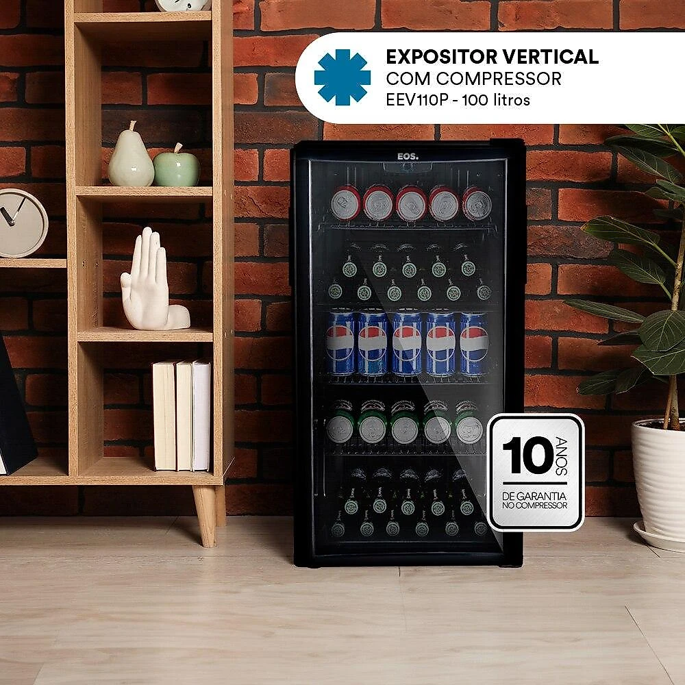 Refrigerador Expositor Vertical EOS 100 Litros Eco Gelo All Black EEV110P 220V