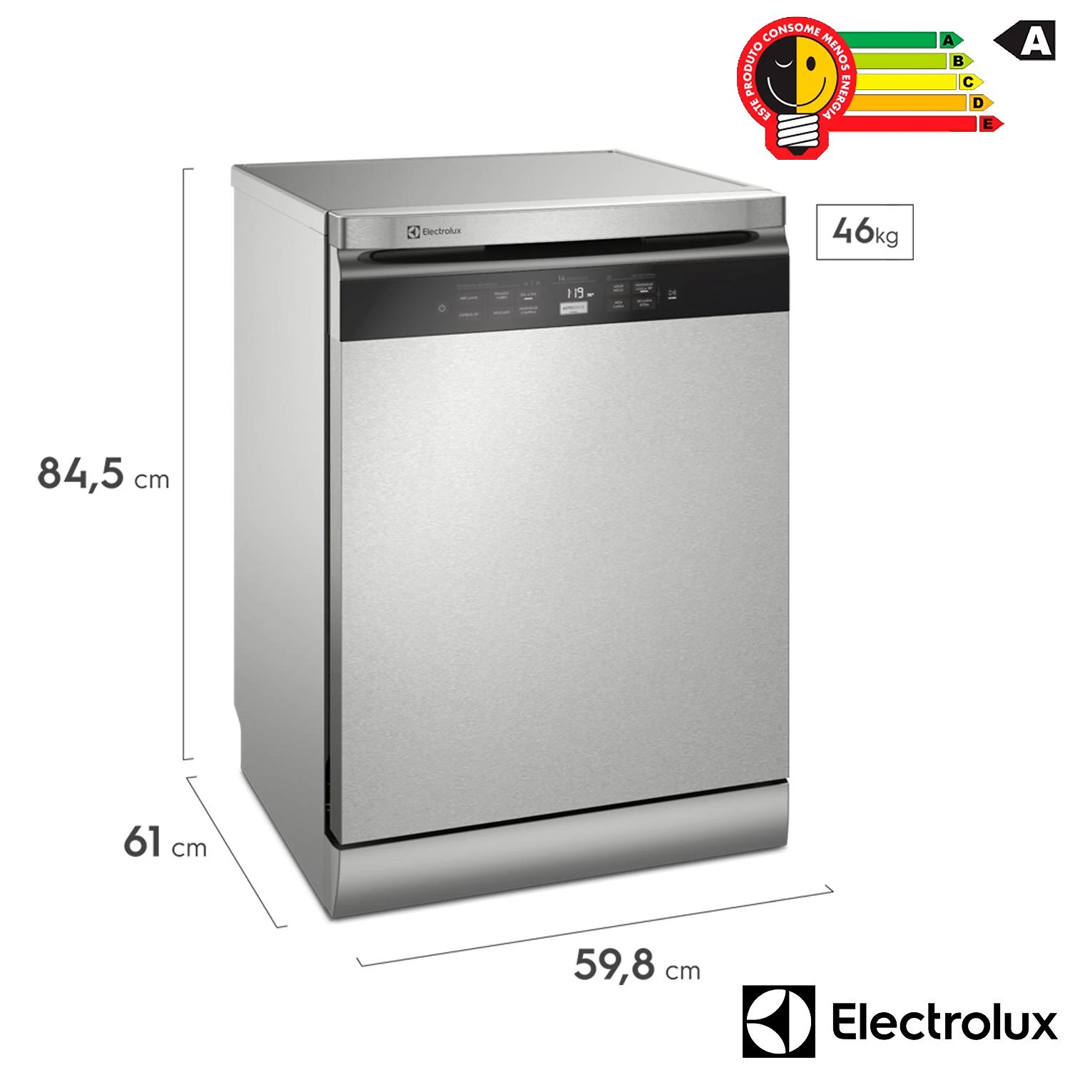 Miniatura Lava-Louças Electrolux com a porta Inox, 14 Serviços, 07 Programas de Lavagem e Função Higienizar Compras - LL14X 110