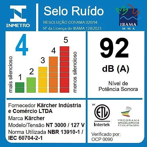 Aspirador de pó e líquidos kärcher nt 3000 1600w 170mbar 30l 110v