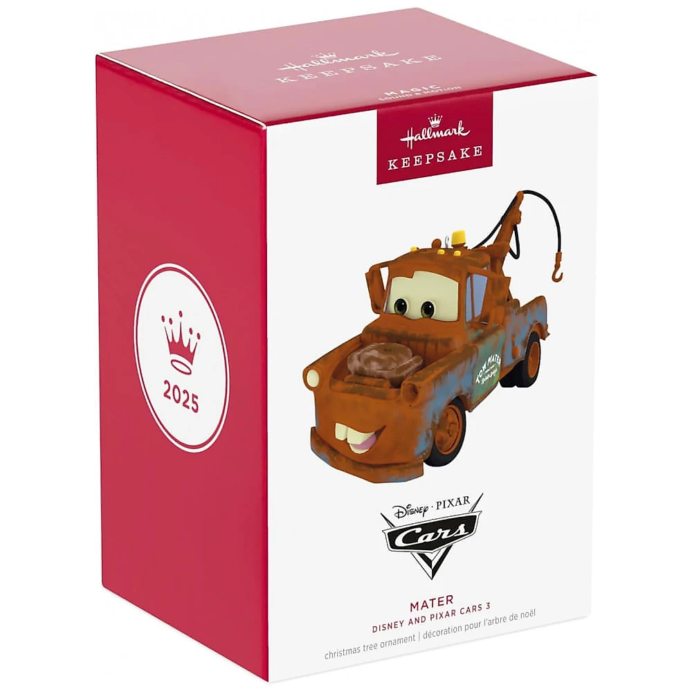 Enfeite de Natal Hallmark Keepsake 2025 Disney/Pixar Cars Mater com Som e Movimento, Plástico, 7x8x13,3 cm, Com Caixa