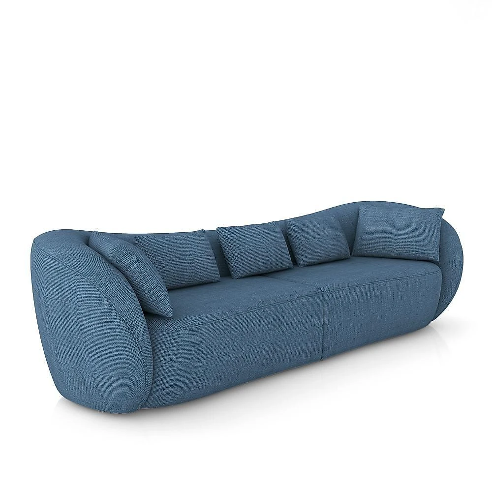 Sofá Diamond G52 Bipartido 232cm Azul em Linho para Sala de Estar Gran Belo