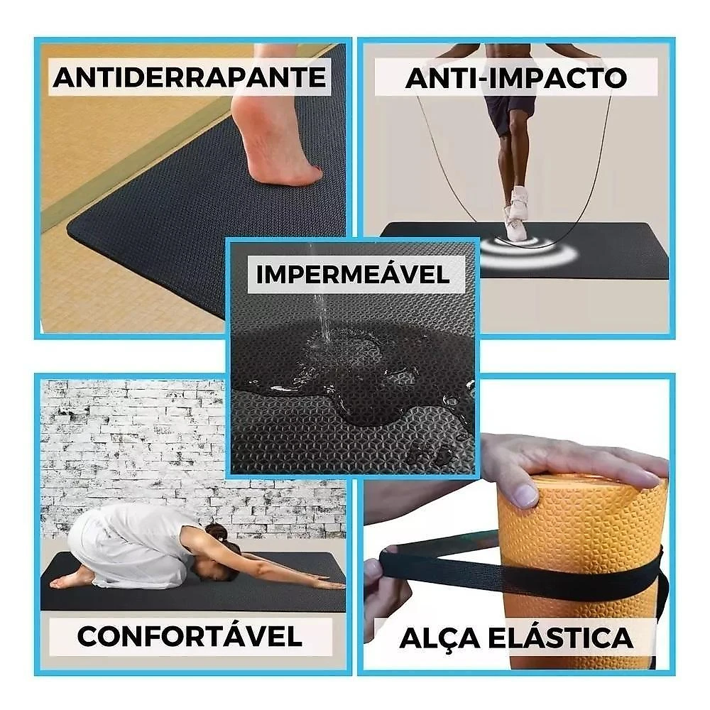 Tapete Yoga Mat para Pilates Alongamentos Antiderrapante em PVC Utibom