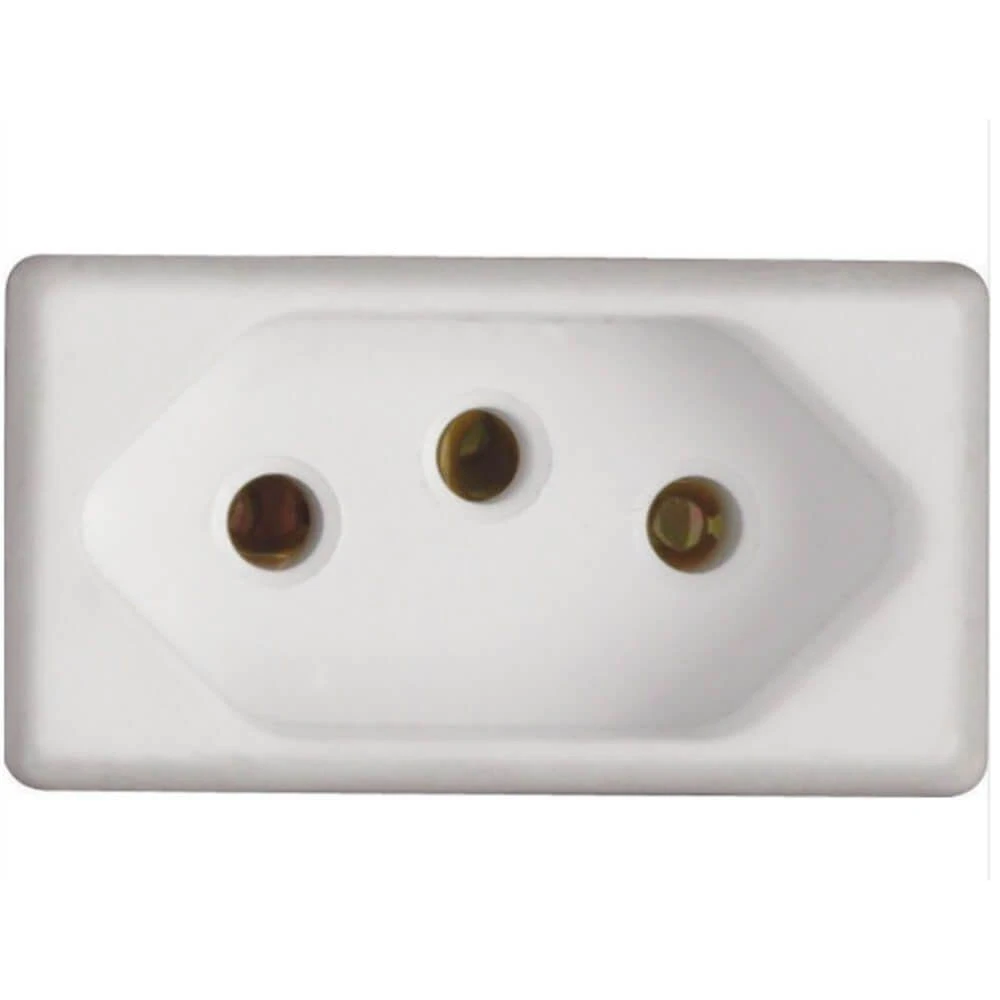 Tomada 2p+t 20 Ampères 250 Volts Baixa Branco 57115038 Tramontina Tomada 2p+t 20a-250 Volts Baix