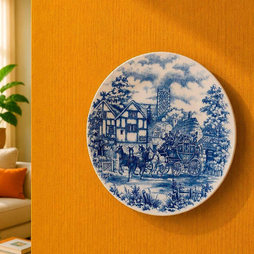 Prato Decorativo Prato Parede para Sobremesa com Suporte Ceramica Parede Branco