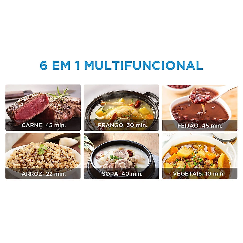 Panela de Pressão Elétrica Midea 4 Litros Preto e Inox - PPM4 220