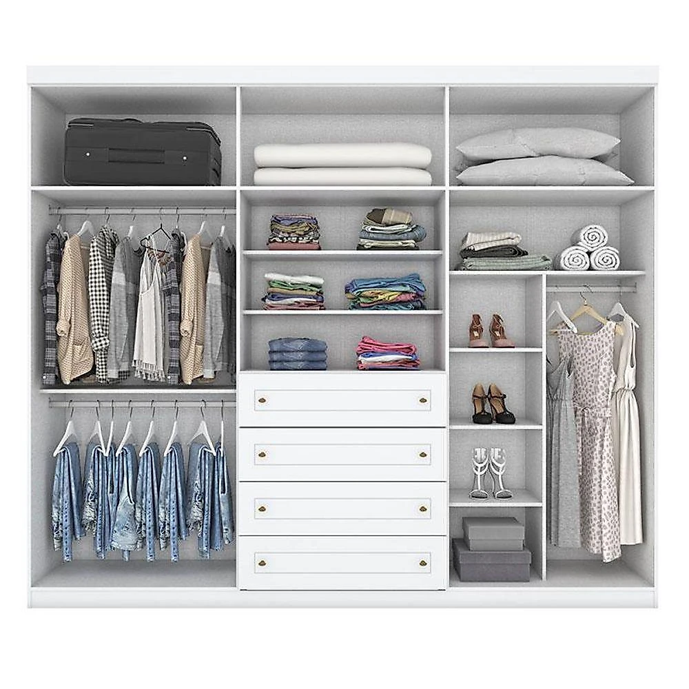 Quarto De Bebê Americano 6 Portas Com Berço Danny Branco Acetinado Reller E Colchão Gazin - Henn.