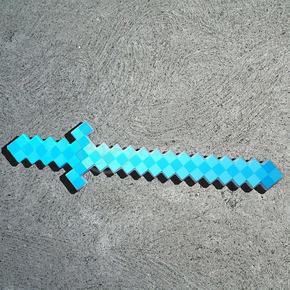 Brinquedo Espada Pixel Minecraft 58cm A Pilha Azul