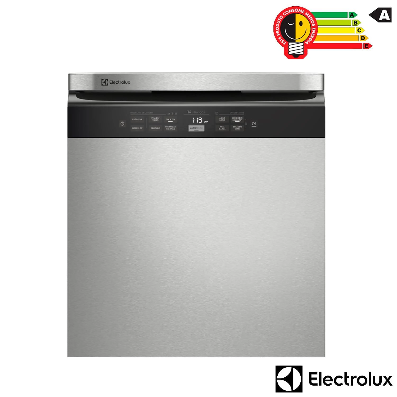 Lava-Louças Electrolux com a porta Inox, 14 Serviços, 07 Programas de Lavagem e Função Higienizar Compras - LL14X 110