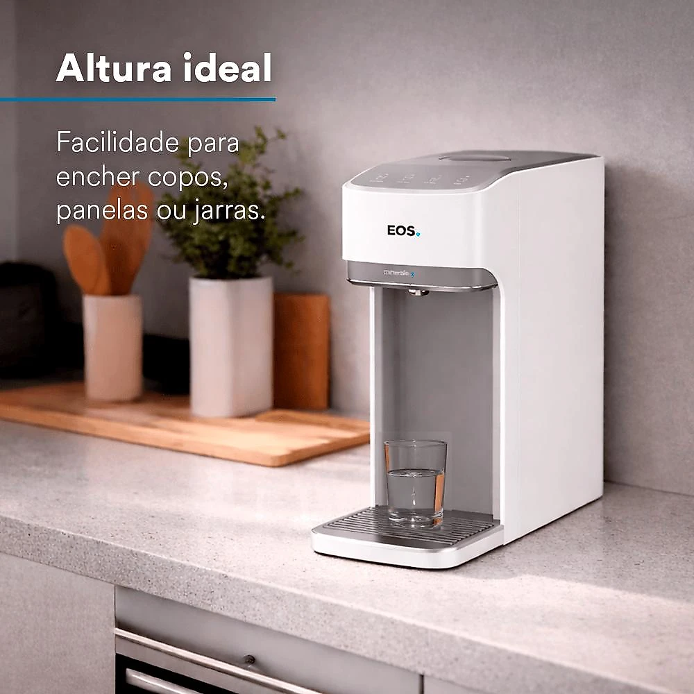 Purificador de Água EOS Mineralle Slim Touch Eletrônico Branco EPE08B Bivolt + Filtro Refil EFP01