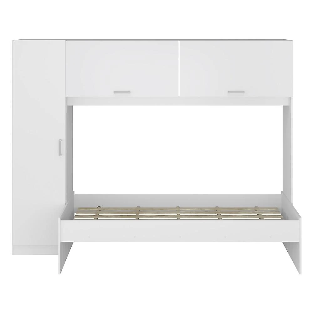 Cama Solteiro com Guarda-Roupas/Roupeiro para Colchão 88 x 188 cm Multimóveis Branco Branco-premium