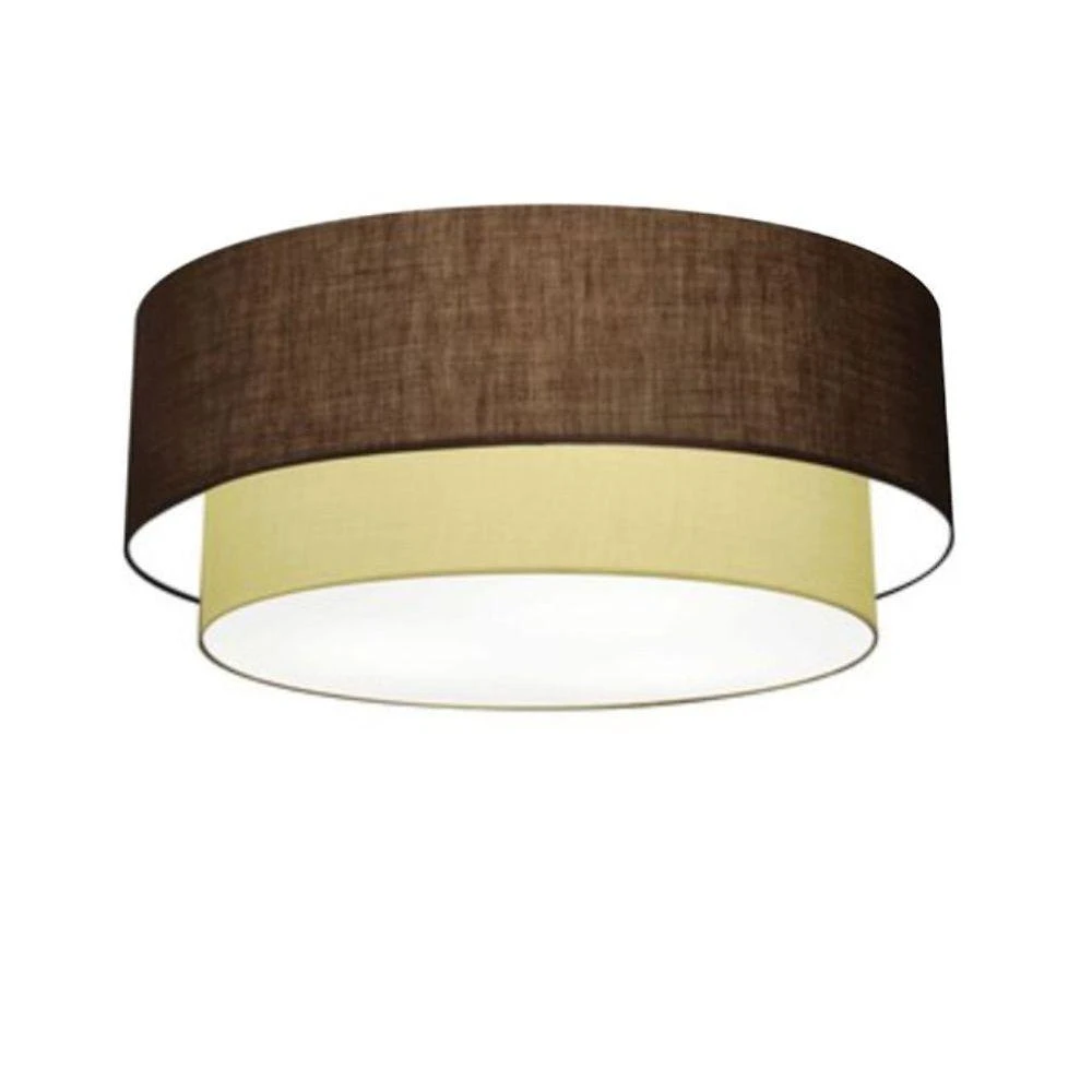 Plafon Duplo Cilíndrico Vivare Md-3021 Cúpula Em Tecido 80x60cm - Bivolt Café-algodão-crú 127/220v