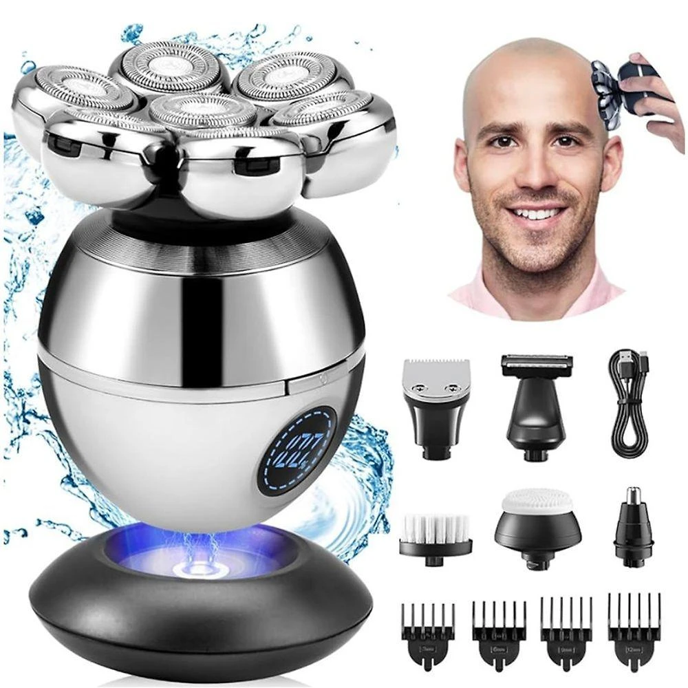 Barbeador Elétrico 7D Alex para Barba e Cabelo Lâmina Aço Inox Bateria Recarregável Preto Bivolt