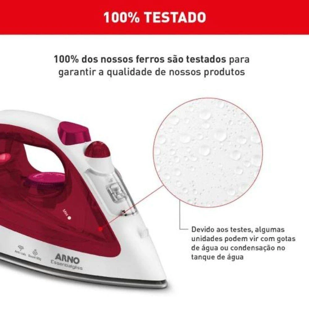 Ferro a Vapor Arno Essentialgliss Base Antiaderente 1100W 110V