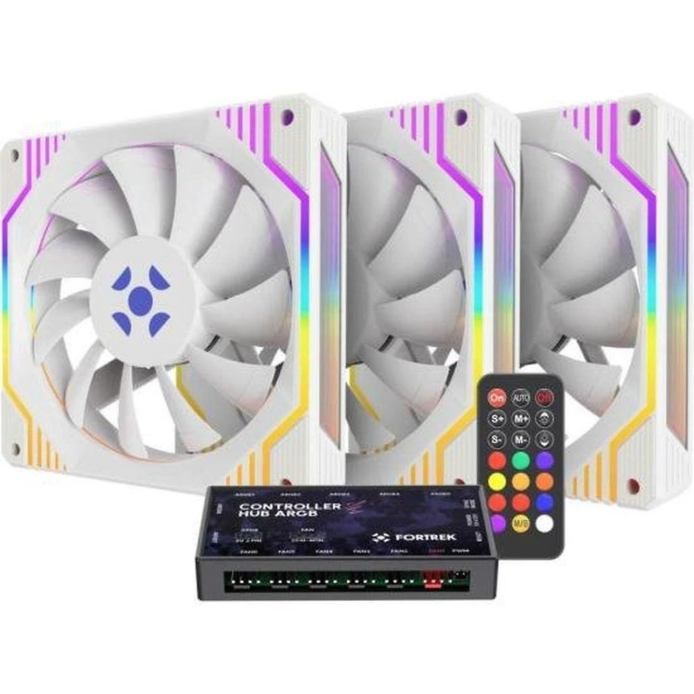 Kit Cooler Fan ARGB para PC Frosty Branco com Iluminação ARGB Vibrante Branco Fortrek