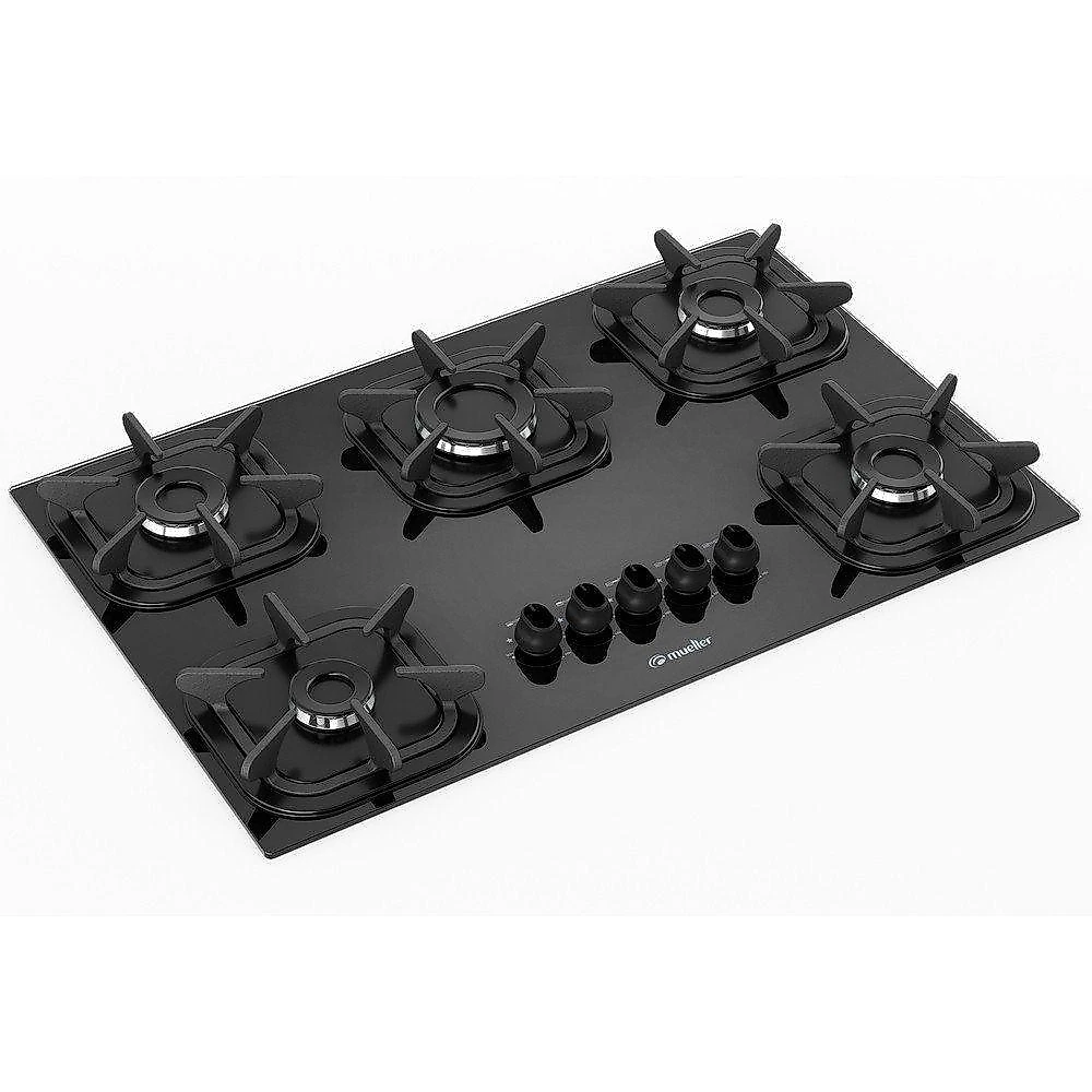 Fogão Cooktop Ultra Chama - 05 Bocas - Mueller Preto Bivolt