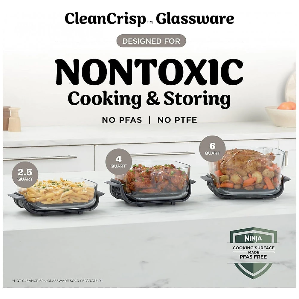 Ninja Crispi Pro Glass Air Fryer. 6-in-1. Amazon Exclusive Bone Champagne