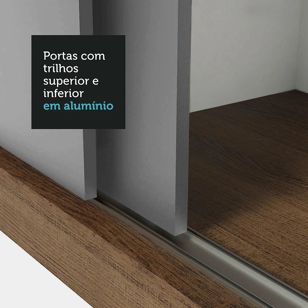 Guarda-roupa casal 3 portas de correr rustic/cinza sublime madesa