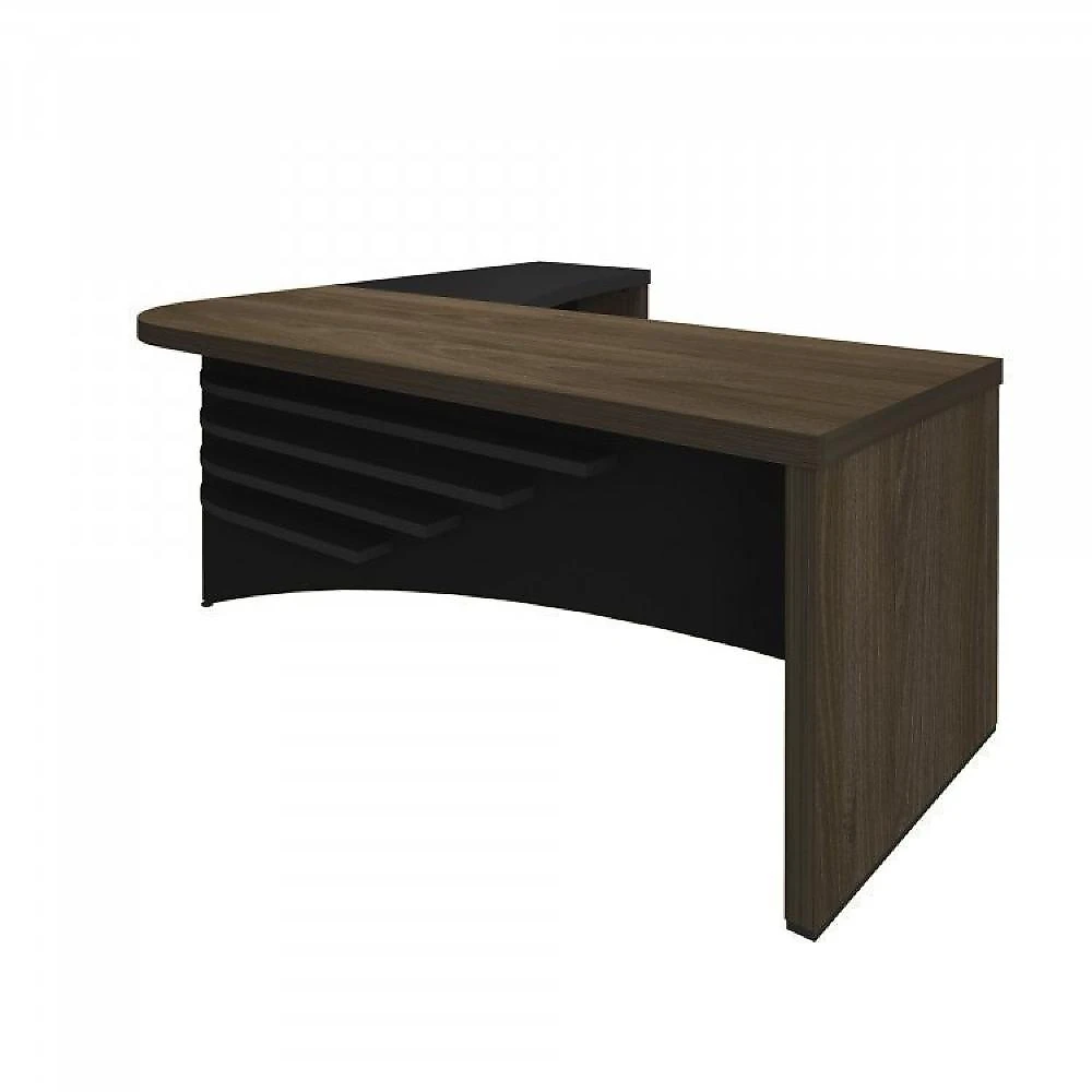 Kit 2 Peças 1 Mesa em L 1 Armário Alto com Nicho Tamburato Conjunto Escritório com Mesa LD com Armário Diretor Artany Charuto/Preto