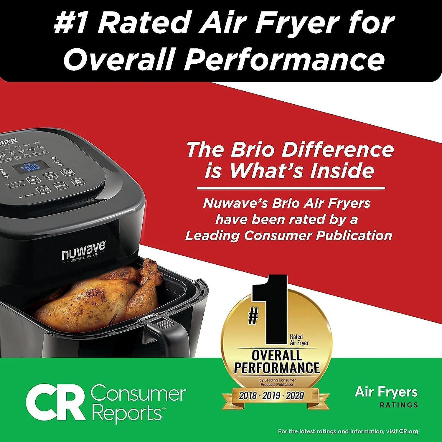 NUWAVE AFC1031OA2 Fritadeira Elétrica Air Fryer 6L com Painel de Controle Digital 110V Preto
