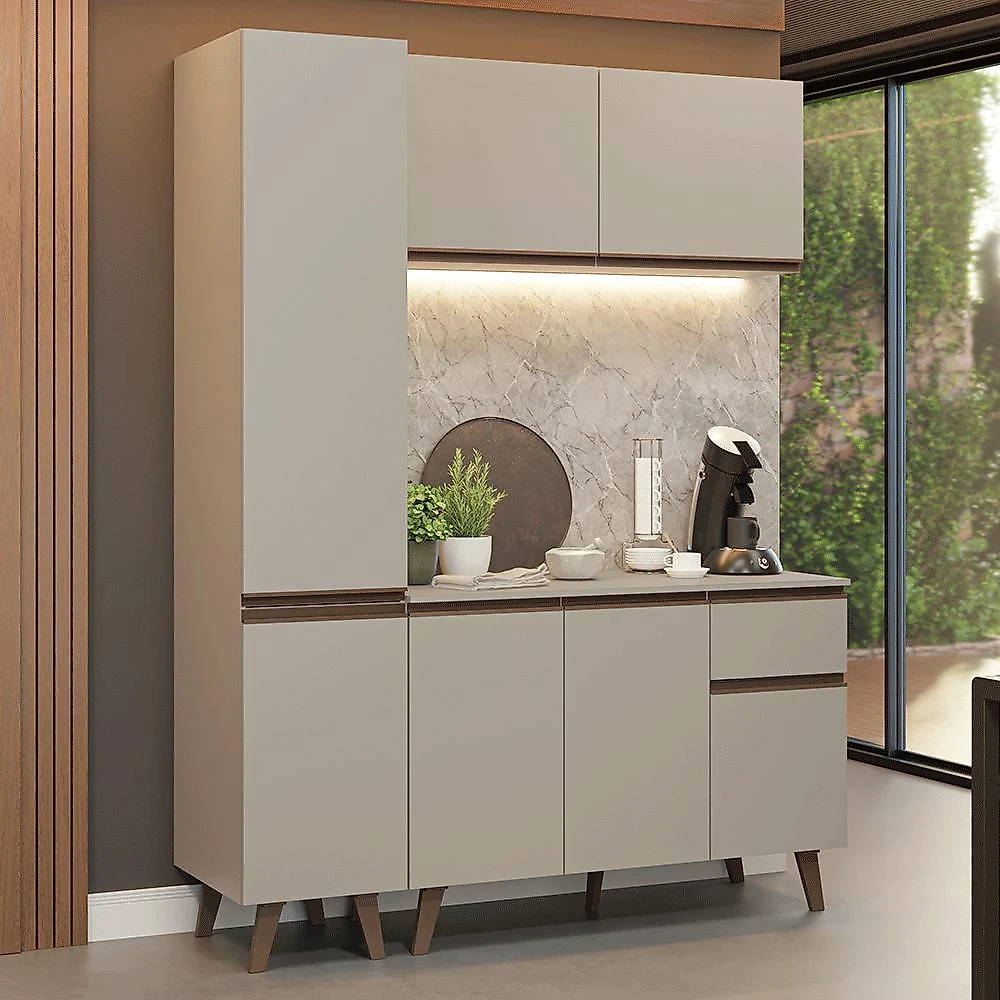 Armário de cozinha compacta 160 cm crema nice madesa 01