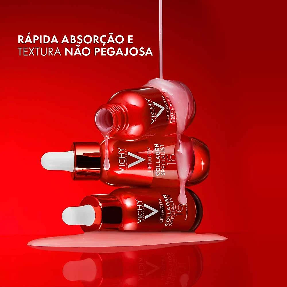 Sérum facial antirrugas e firmador com peptídeos de colágeno vichy liftactiv 30ml