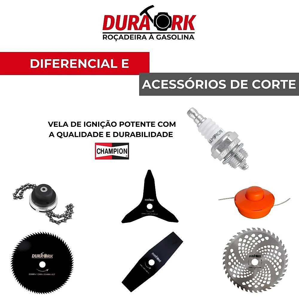 Roçadeira Lateral à Gasolina 5 em 1 DR620H5 Profissional 62CC 3HP 12500 RPM Easy Start com Trimmer