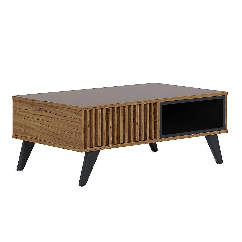 Mesa De Centro 01 Nicho Delta C04 Preto Fosco Noce Milano