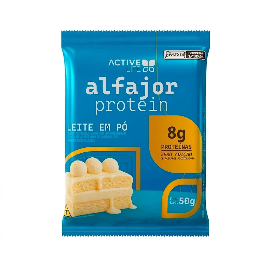 Alfajor Protein Active Life com 8g de Proteína Sabor Leite em Pó 50g