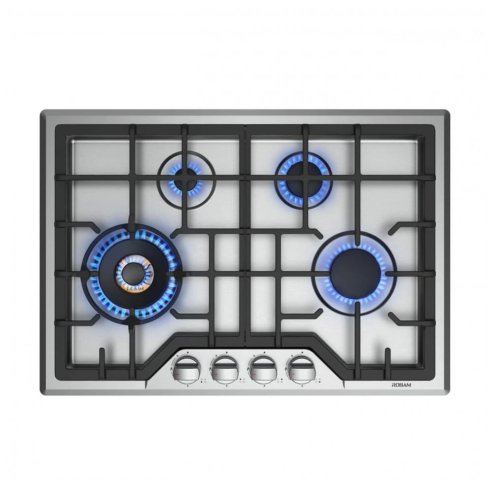 Cooktop a gás 4 queimadores Robam inox mesa em aço inox queimadores em latão grade de ferro fundido acendimento automático 110V