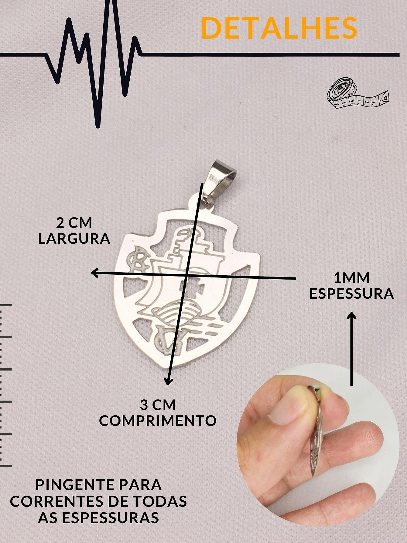 Miniatura Pingente Masculino Feminino Delicado Escudo Time Vasco Prata