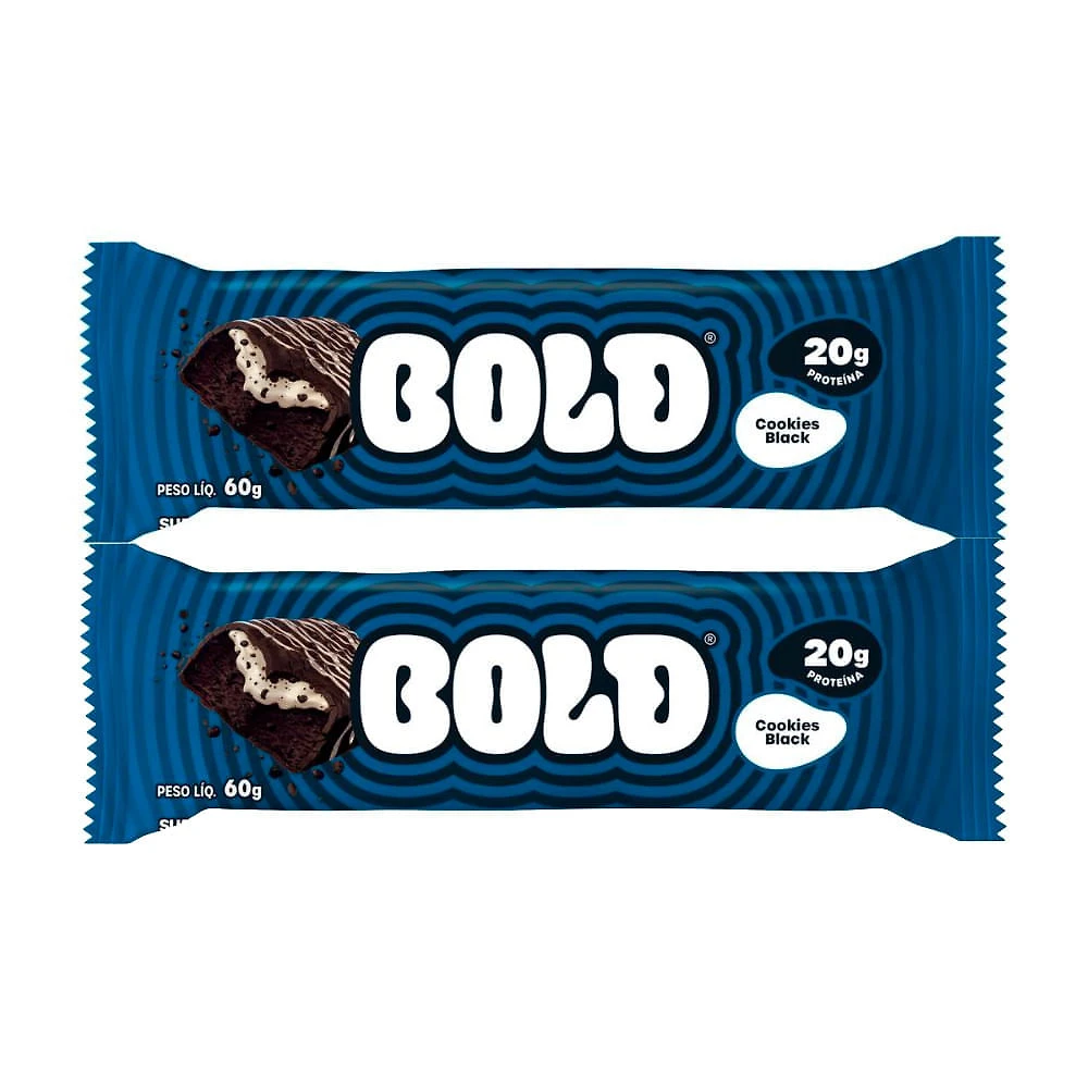 Kit 2 Barra de Proteína Bold Tube Sabor Cookies Black com 20g de Proteína 60g