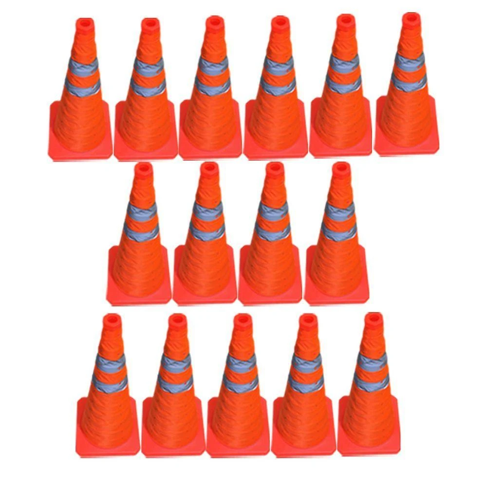 Kit 15 Cones Retrátil Portátil 50cm Faixas Refletivas Laranja Leva Pro Pet