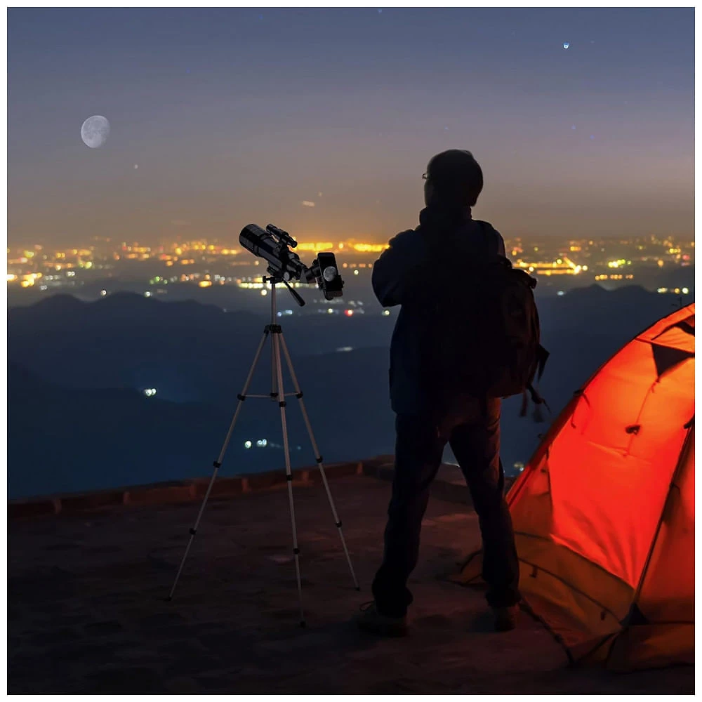 Miniatura Telescópio Astronômico 15x180 com Tripé Ajustável e Adaptador de Celular, ESSLNB 36070, Azul