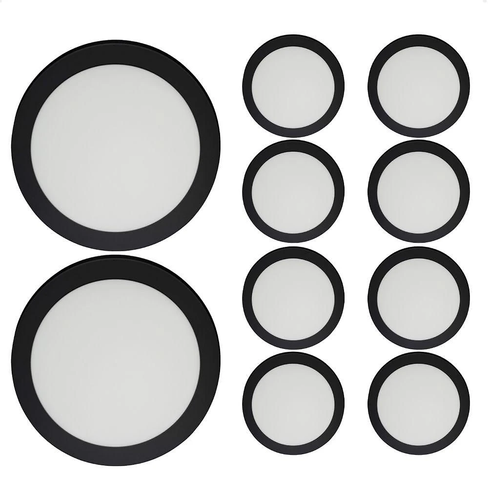 Kit 10 Painéis de LED Redondo Sobrepor 12W 4100K Neutro Suave Preto Blumenau Iluminação